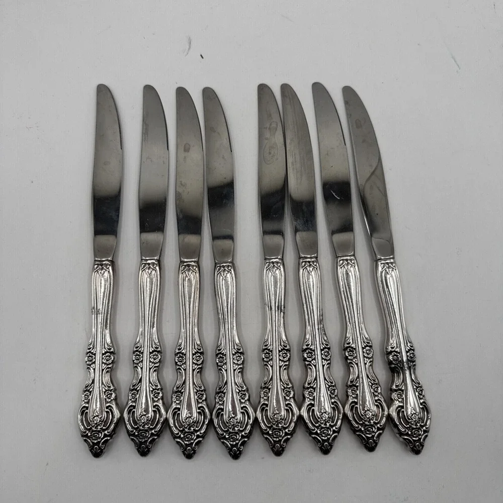 Lot Of 8 Oneida Silver Michelangelo (Stainless) Flatware‎ Hollow Dinner Knives